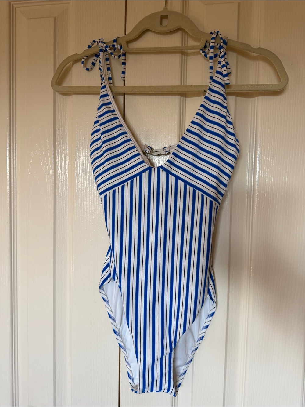 Polo by Ralph Lauren Blue and White Striped One-Piece Swimsuit